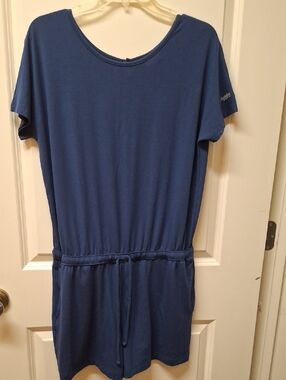 Columbia Blue Short Sleeve Drawstring Romper With Pockets Size M